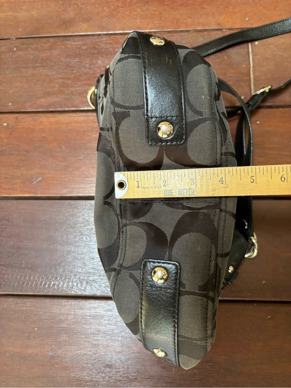 COACH Zoe Signature Black/Gray Hobo Bag Jacquard ZIP Buckle Canvas & Leather - Picture 5 of 11
